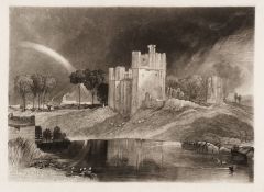 An engraving of a sketch by Turner depicting Brougham Castle. The sketch, made during a visit to the castle in 1809