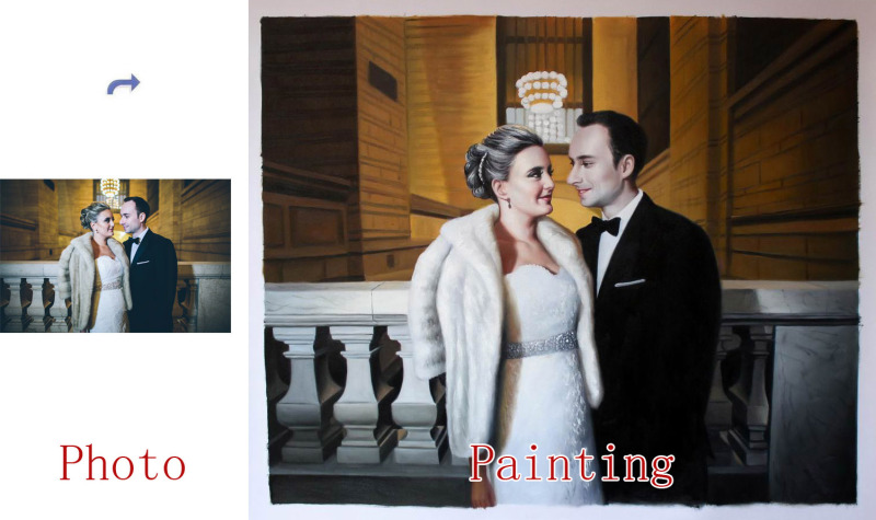 Wedding Portrait, Custom oil Portrait, Original Hand Painted Oil Painting on Canvas From Photos