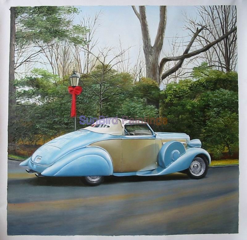 Custom Oil Portrait Car Painting, Car Portrait Painting, Hand Painted Oil Painting From Photos