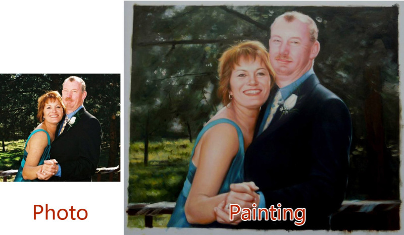 Custom Oil Portrait Couple Painting, Couple Portrait Painting, Hand Painted Oil Painting From Photos