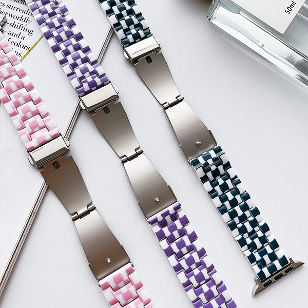 Mosaic Grid Woven Pattern Apple iWatch Band: Tri-Bead Strap for Unique Style & Comfort