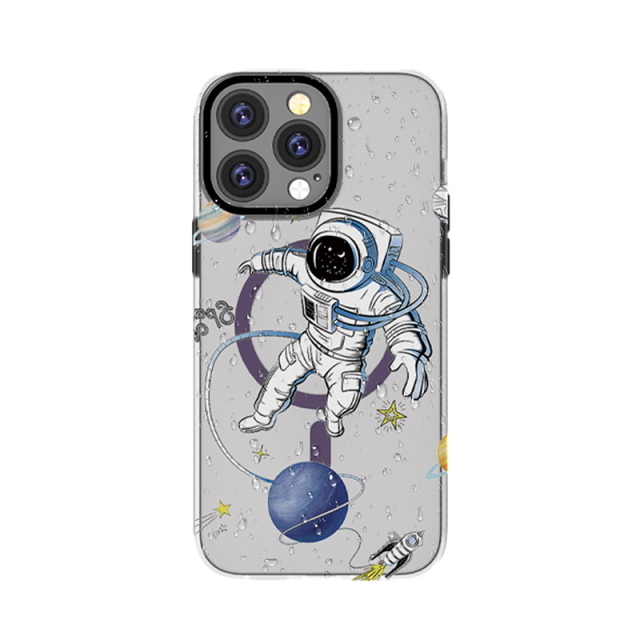 IMD Double-Layer Matte Astronaut TPU iPhone Case with Button Protection: Stylish Space-Themed Durability for Apple Devices