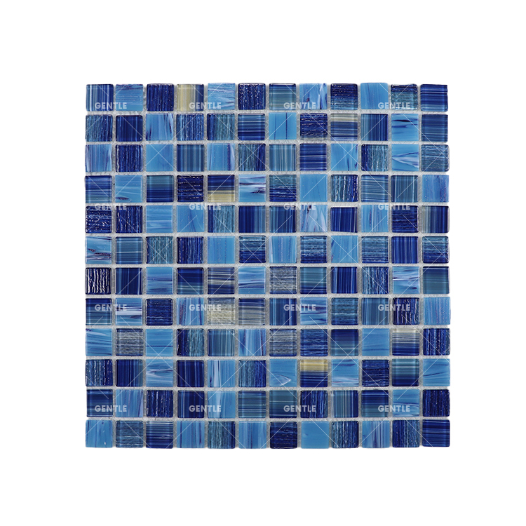 Blue Mixed Hand Painting Glass Mosaic