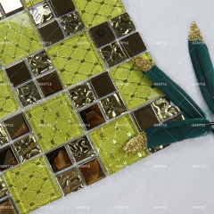 Fabric Laminated Square Golden Mosaic