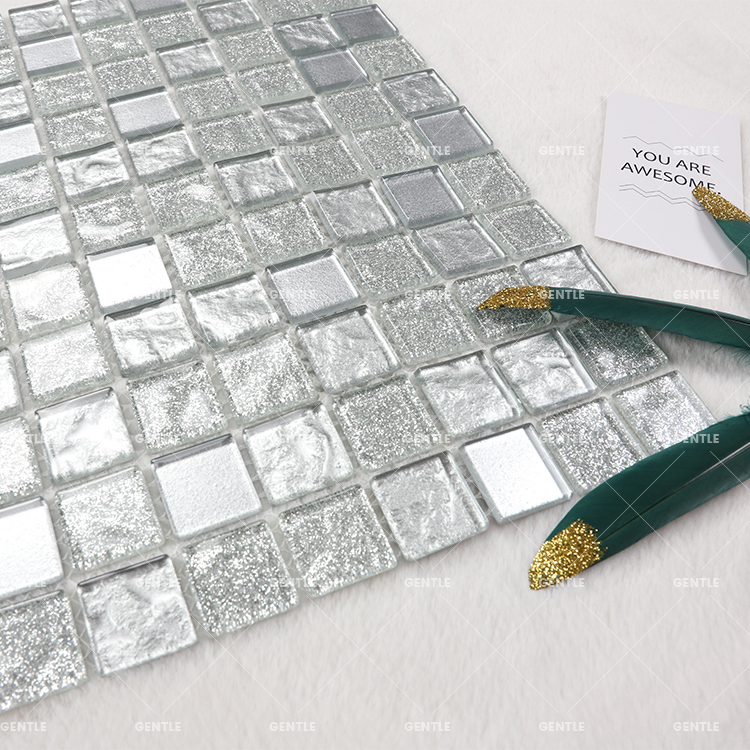 Metallic Feeling Square Glass Mosaic