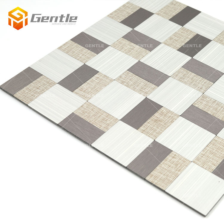 Grey Mix White Wood Grain Square Mosaic