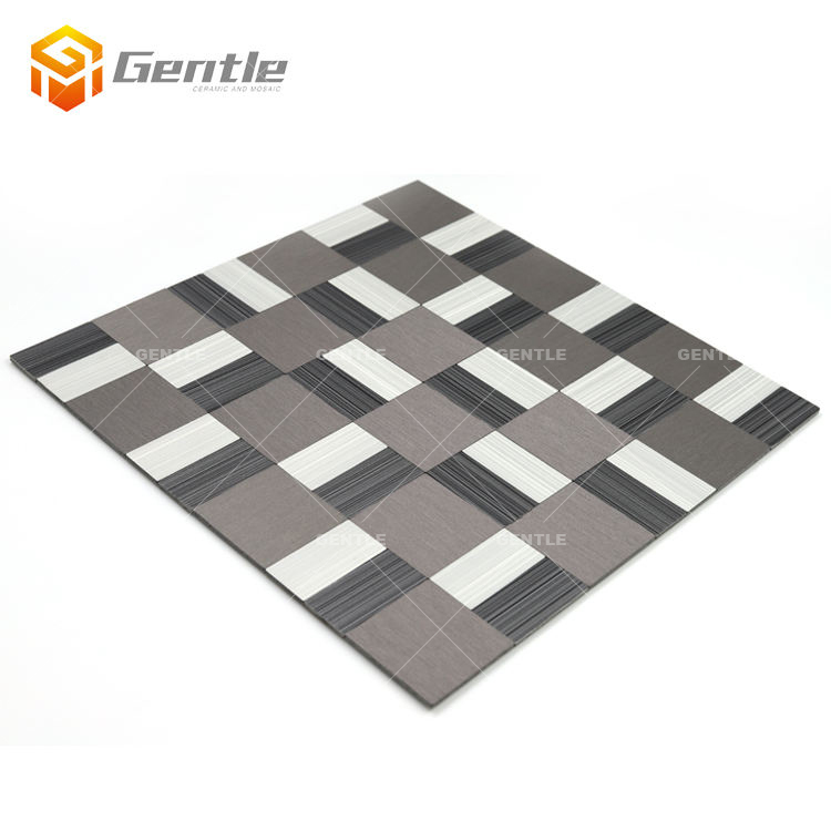 Grey Mix White Wood Grain Square Mosaic