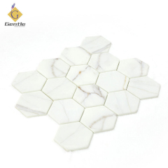 White Marble Hexagon Recycled Glass Mosaic