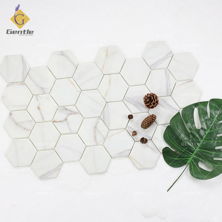 White Marble Hexagon Recycled Glass Mosaic