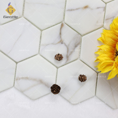 White Marble Hexagon Recycled Glass Mosaic