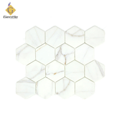 White Marble Hexagon Recycled Glass Mosaic