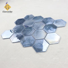 Custom Blue Hexagon Hot Melt Mosaic Tiles For Showroom