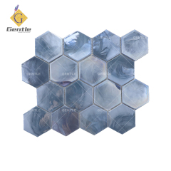 Custom Blue Hexagon Hot Melt Mosaic Tiles For Showroom