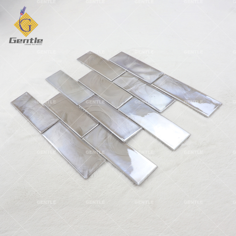 Custom Grey Rectangular Hot Melt Mosaic Tiles For Wall