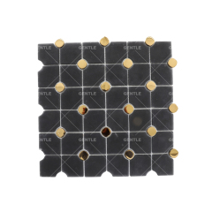 Wholesale Black And Gold Button Shape Crystal Glass Mosaic Tiles
