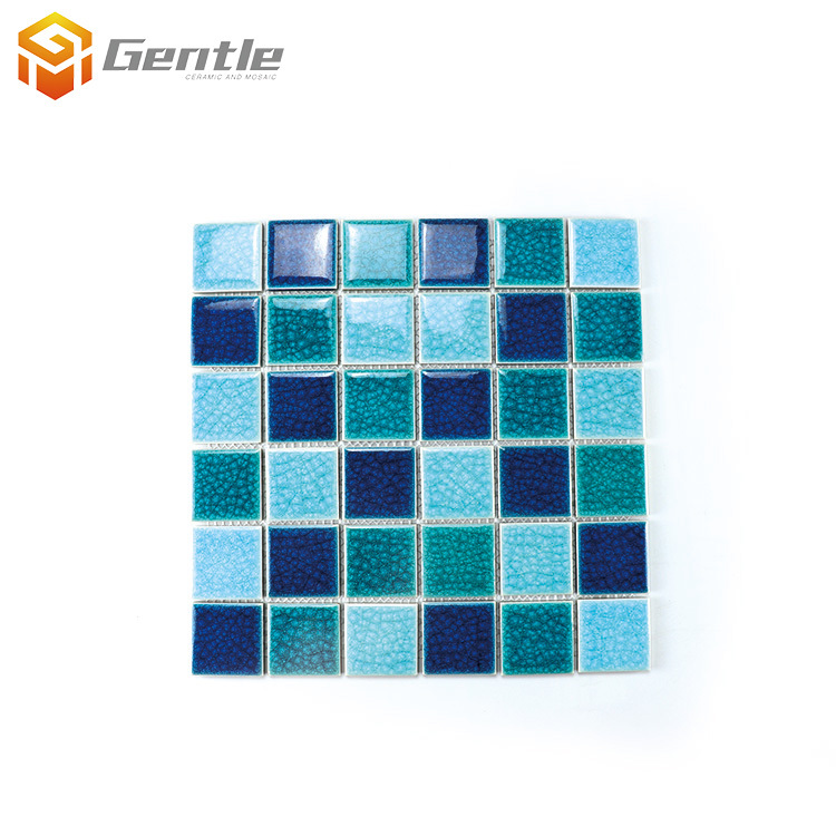 Custom Blue And Green Mixed Ice Cracked Ceramic Mosaic Tiles