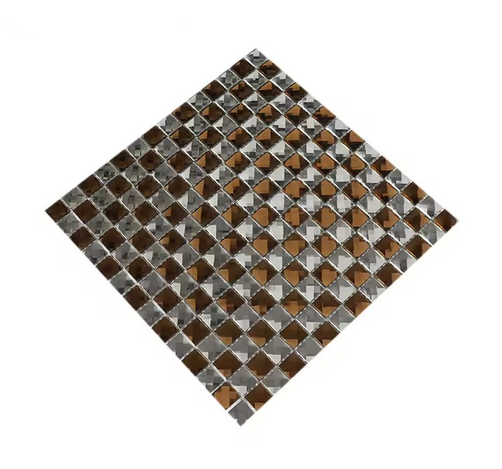 Custom Diamond Face White And Rose Golden Mixed Crystal Glass Mosaic Tiles