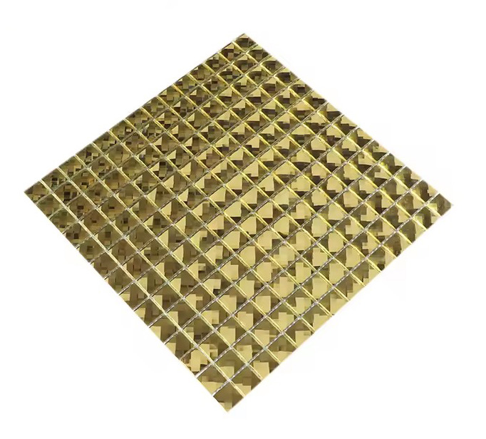 Custom 20X20 Diamond Face Golden Pure Crystal Glass Mosaic Tiles