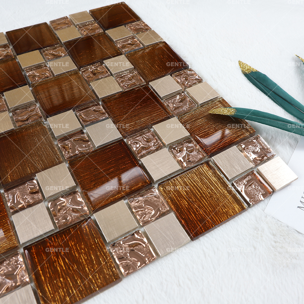 Custom Mixed Red Brown Glass Mosaic Tiles