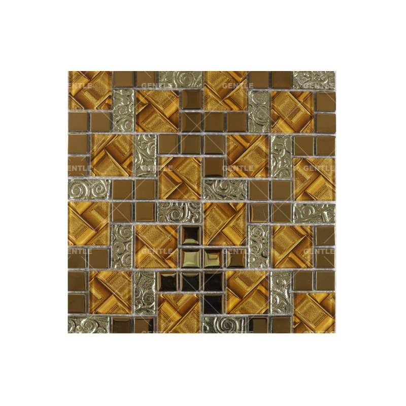 Custom Golden Bamboo Texture Glass Mosaic Tiles
