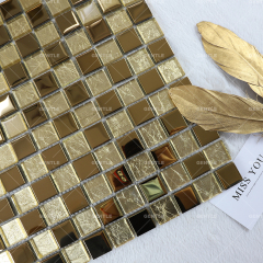 Custom Electroplated And Gold Foil Mixed Glass Mosaic Tiles