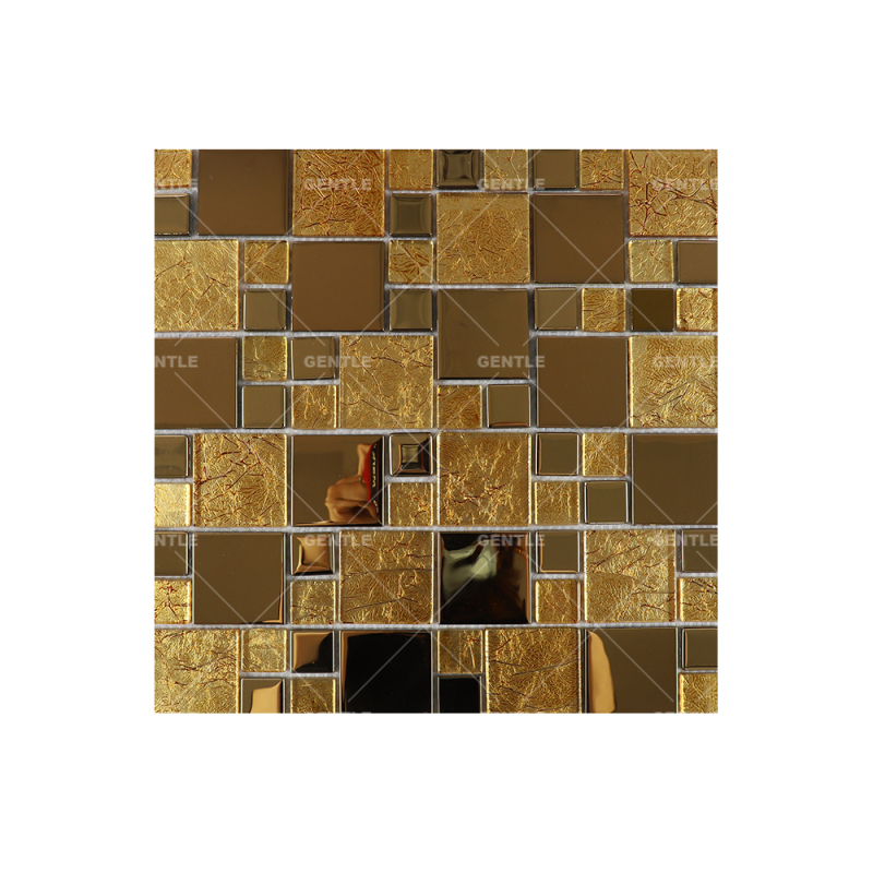 Wholesale Gold And Gold Foil Mixed Glass Mosaic Tiles