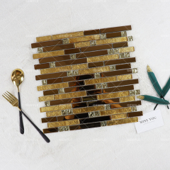Custom Gold Foil Strip Shape Glass Mosaic Tiles