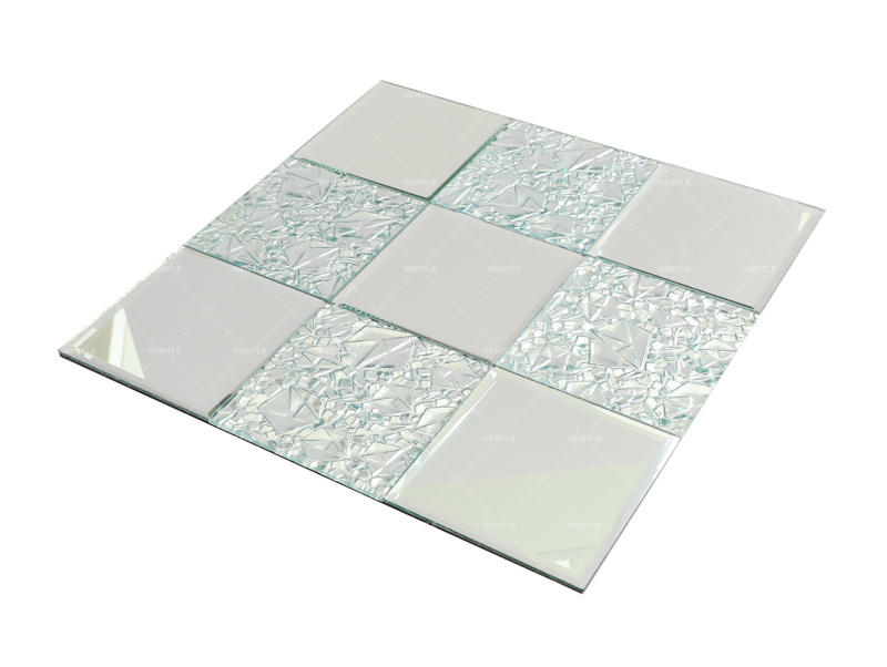 Wholesale 100x100MM Patterned Silver Mirror Glass Mosaic Tiles