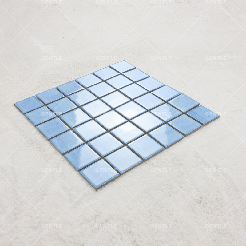 Wholesale Water Blue With Splash-ink Effect Ceramic Mosaic Tiles