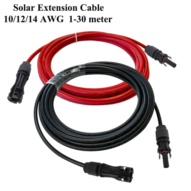 1 Pair Solar PV Extension Cables With MC4 Connector Pure Copper Wire TUV Photovoltaic Solar Panel Extend Line 10 12 14 AWG