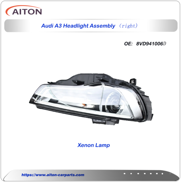 Audi A3 Headlights Assembly, Xenon Lamp fLeft & Right