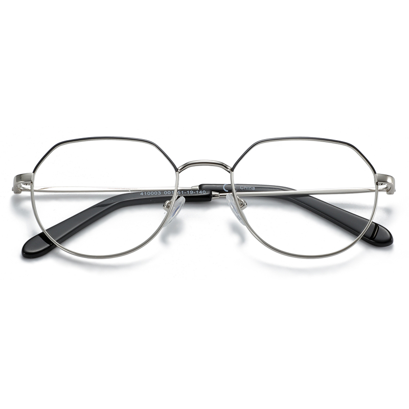 Geometric fashion retro style metal women glasses