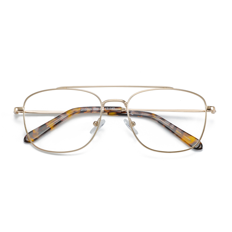 Thin frame double beam fashion style metal plate high grade frame optical glasses