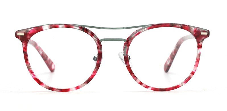 Acetate Double Bridge Glasses Frames Clear lens Optical Myopia Eyewear Round Spectacle Frames Prescription Eyeglasses