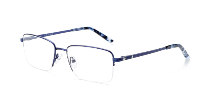 Quadrated and half rim style resin lenses men metal optical frames eyeglasses