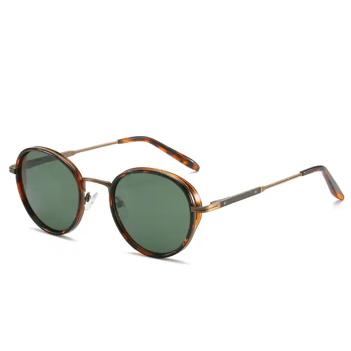 2024 New Style Acetate and Metal Vintage Round Acetate Sunglasses for Unisex Uv400 Protect Shades