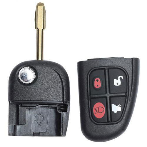 J*aguar FlipKey Shell 4 Button with FO21 Blade for  S-Type X-Type XJ8 2001-2008 Remote Fob
