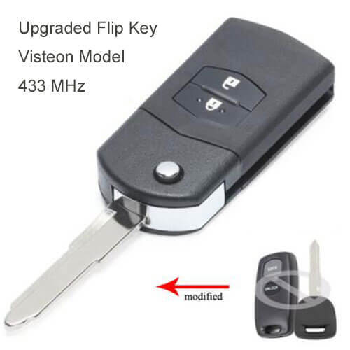 Upgraded Flip Remote Key 2 Buttons 433MHz FOB for Mazda Visteon Model 41521 41601 41835 41781 41847 41803