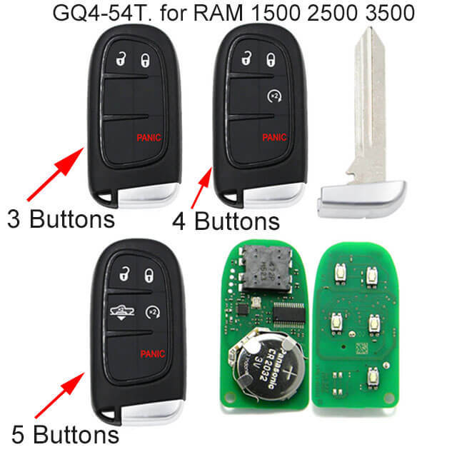 Smart Remote Key Fob 433MHz for Air Suspension Ram 1500, 2500 -GQ4-54T