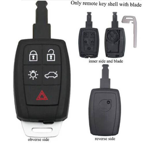 2008-2011 Volvo Smart Key Remote Shell 5 Button with Emergency Blade for C30 C70 V50 S40