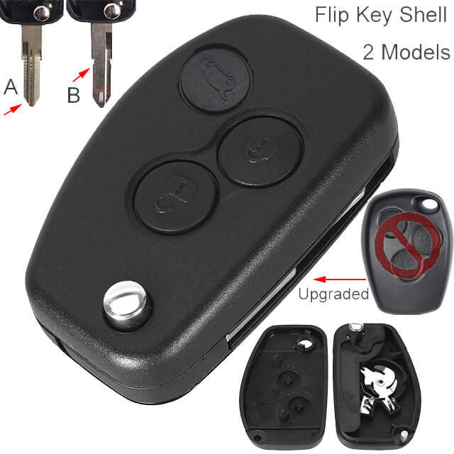 Modified Flip Key Remote Shell 3 Buttons for Renaul*t Duster Logan Fluence Clio Vivaro Master