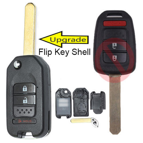 Modified Flip Key Shell 3 Buttons for 2013-2016 Hond*a Accord Civic EU Remote Key Fob