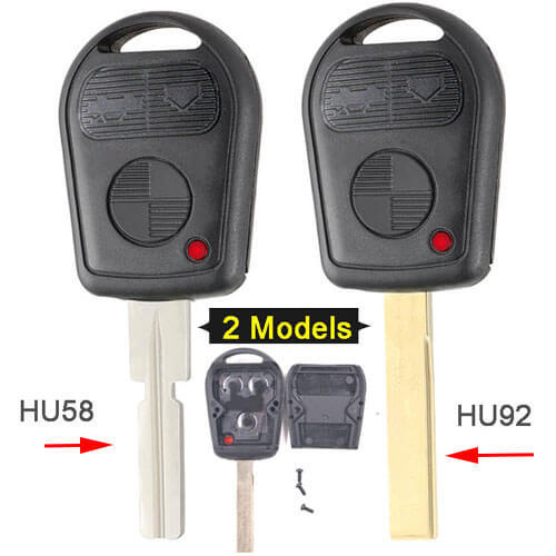 BMW IR Remote Key Shell 3 Button Fob with HU58/ HU92 Blade for Z3 M5 750iL E38 E39 E36