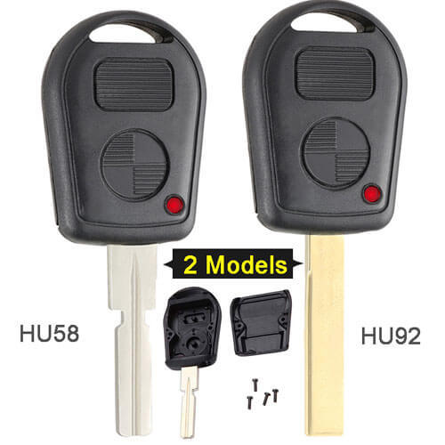 BMW IR Remote Key Shell 2 Button Fob with HU58/ HU92 Blade for Z3 M5 750iL E38 E39 E36
