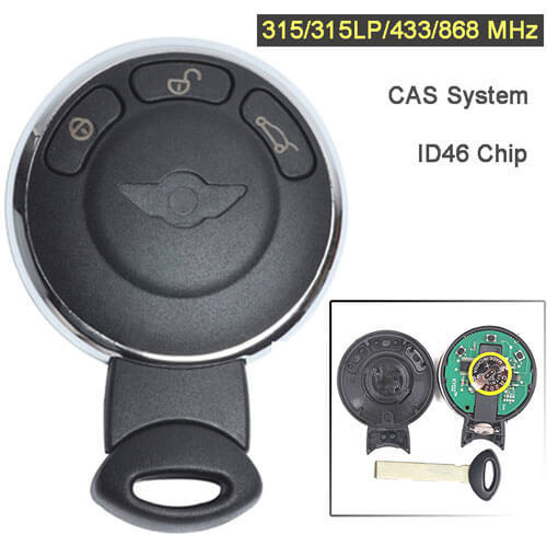 2007-2014 BMW Mini Cooper Smart Remote Key 315/ 315LP/ 434/ 868 MHz 3 Button Fob - CAS System