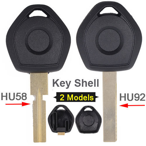 1999-2005 BMW Transponder Key Shell with HU58/ HU92 Blade Uncut