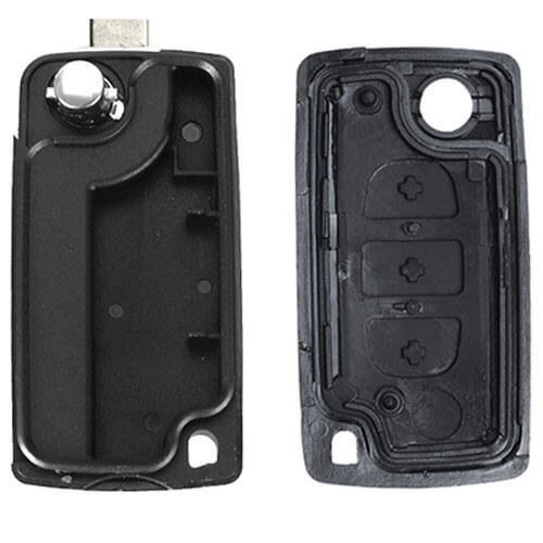 Peugeo*t Citroe*n Flip Remote Key Shell 3 Buttons -No Battery Holder