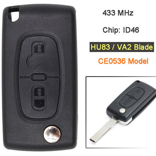 Citroe*n Flip Remote Key 433MHz 2 Buttons CE0536 Model for C2 C3
