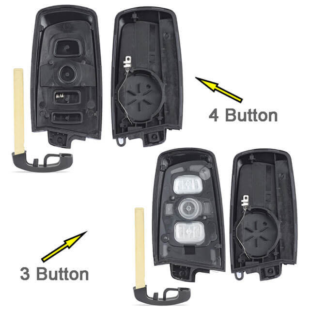 Black Smart Remote Key Shell 3/ 4 Buttons with Blade Uncut for BMW CAS4 5 Series 550i GT X3 535i 528i