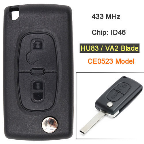 Citroe*n Flip Remote Key 433MHz 2 Buttons CE0523 Model for Berlingo C2 C3 C4 Picasso C4 C5 C6